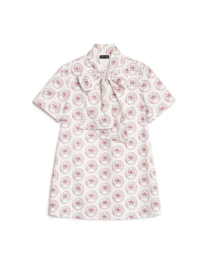 Women Sister Jane Dresses Wander Bow Mini Dress Pearl White