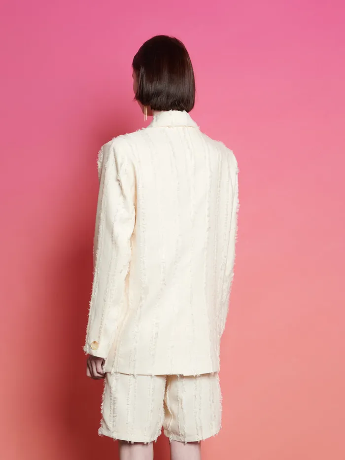 Women Sister Jane Jackets Ghospell Soleil Textured Blazer Cloud Cream