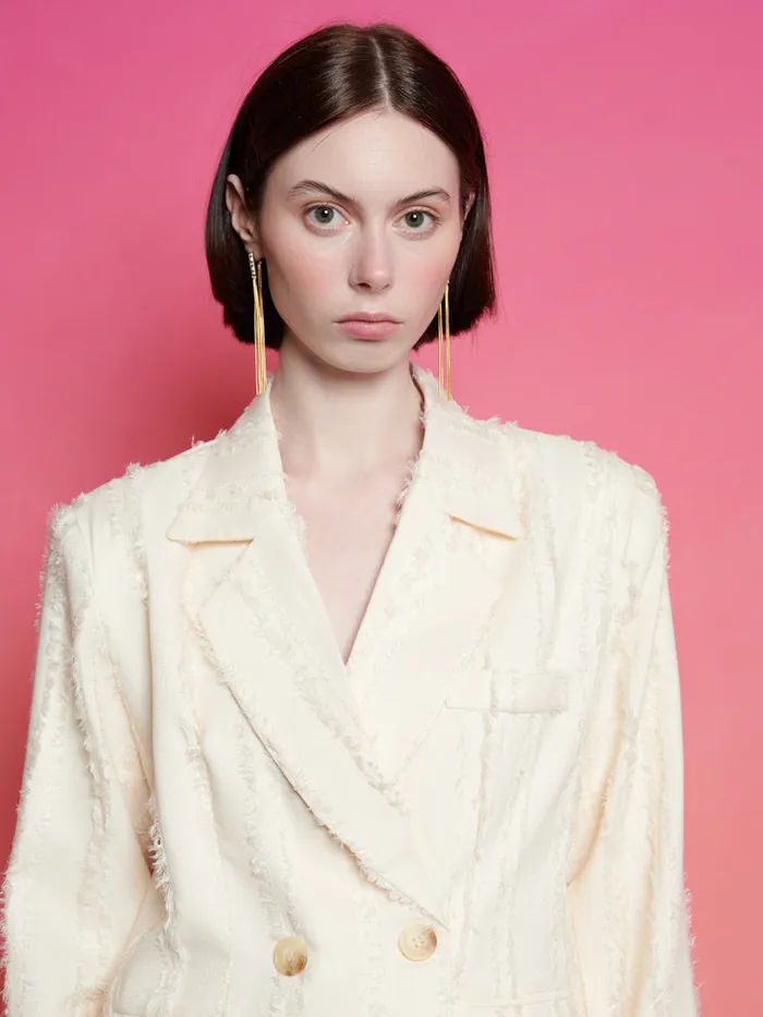 Women Sister Jane Jackets Ghospell Soleil Textured Blazer Cloud Cream