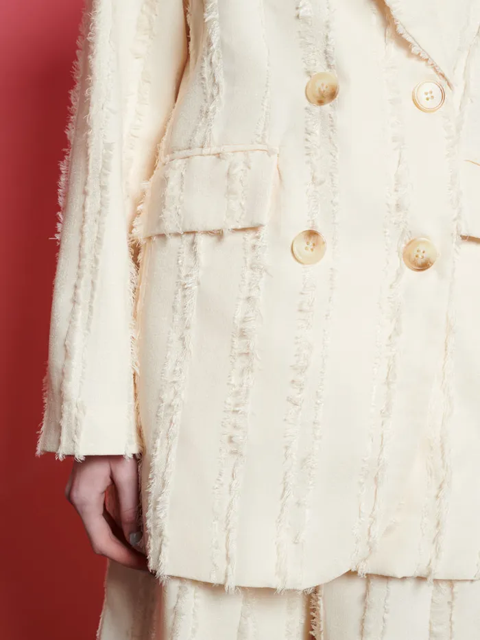 Women Sister Jane Jackets Ghospell Soleil Textured Blazer Cloud Cream
