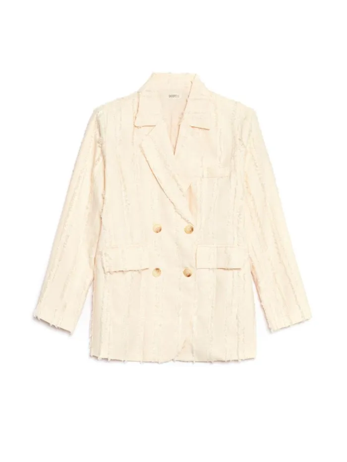 Women Sister Jane Jackets Ghospell Soleil Textured Blazer Cloud Cream