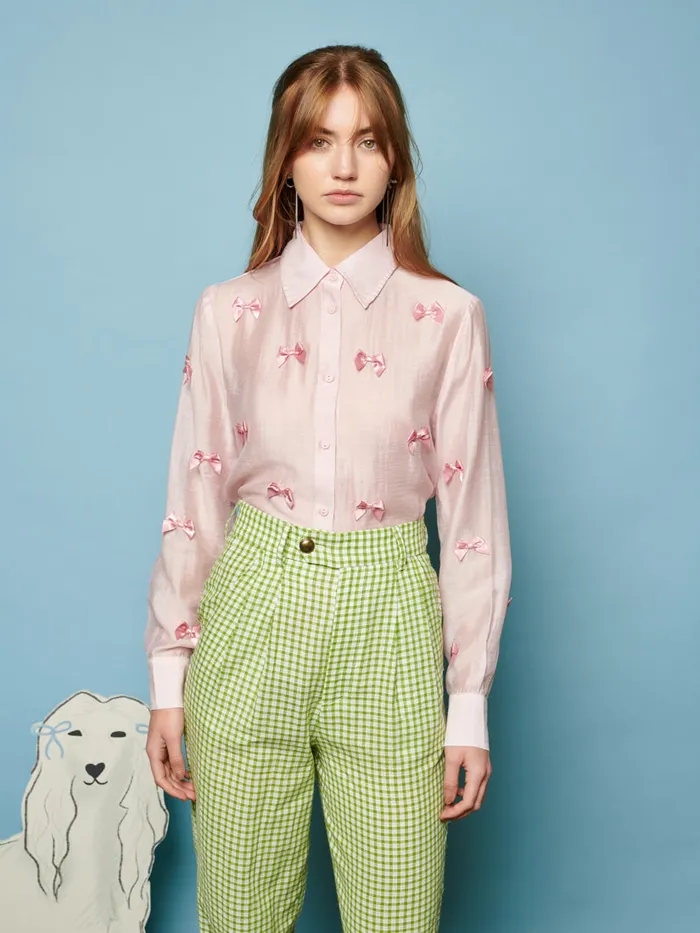 Women Sister Jane Tops Bertie Bow Shirt Baby Pink