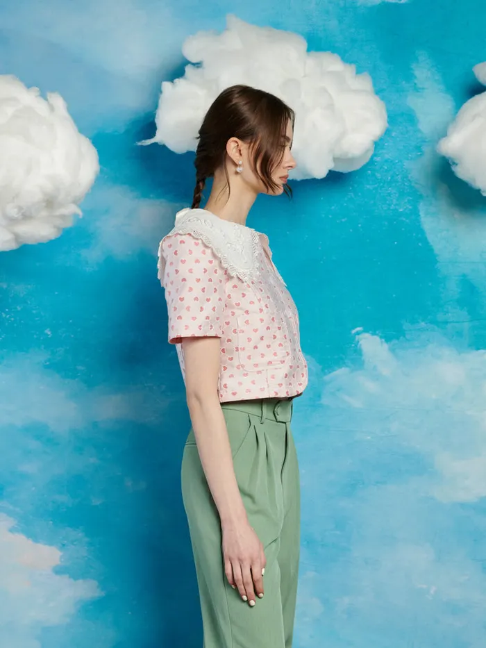 Women Sister Jane Tops Canter Jacquard Bow Top Salmon Pink
