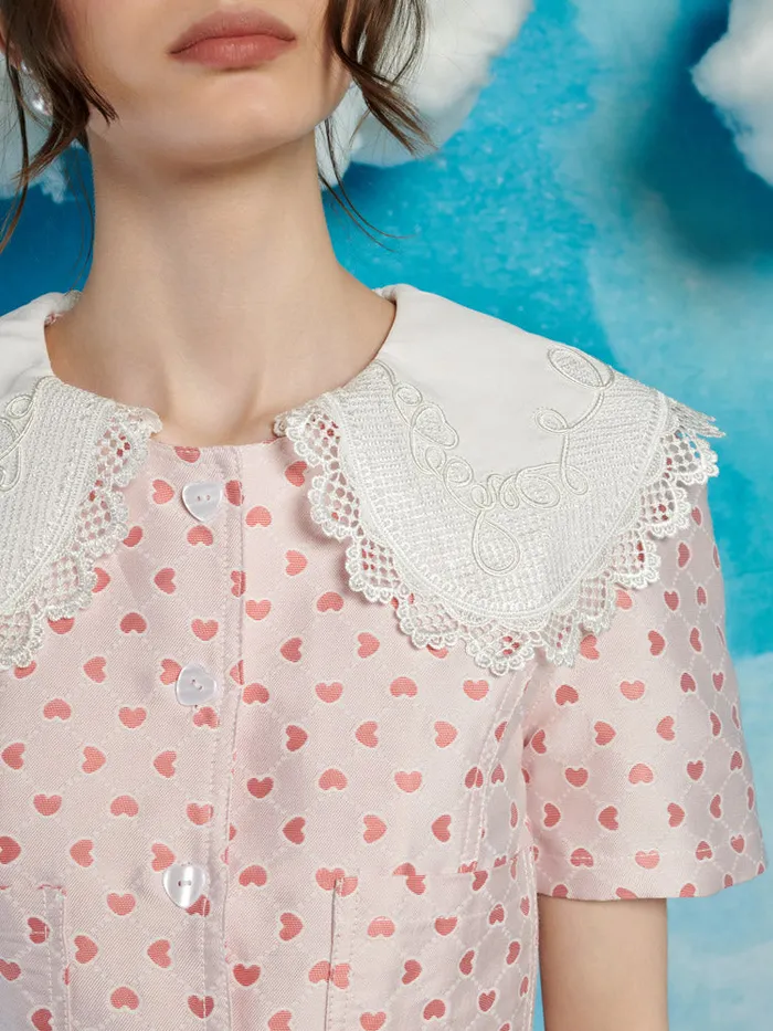 Women Sister Jane Tops Canter Jacquard Bow Top Salmon Pink