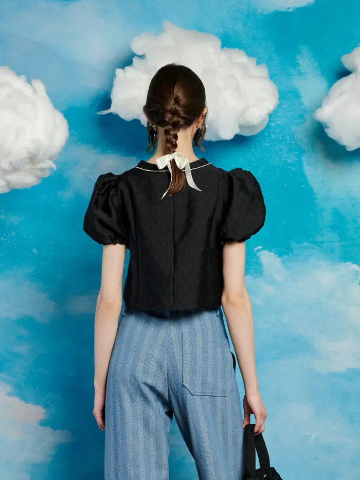 Women Sister Jane Tops Dallas Jewels Cropped Top Coal Black