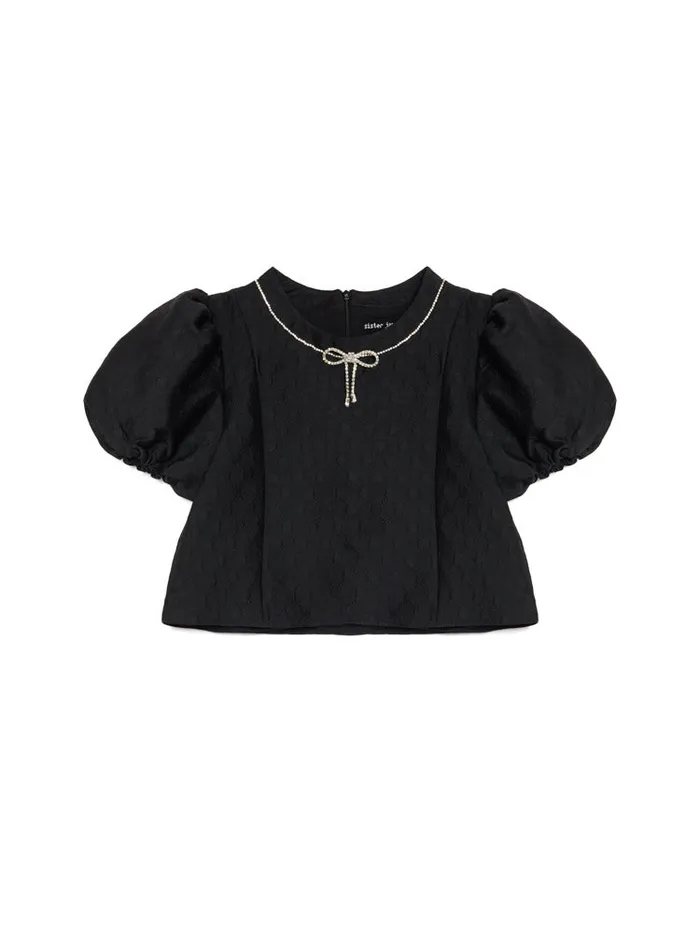Women Sister Jane Tops Dallas Jewels Cropped Top Coal Black