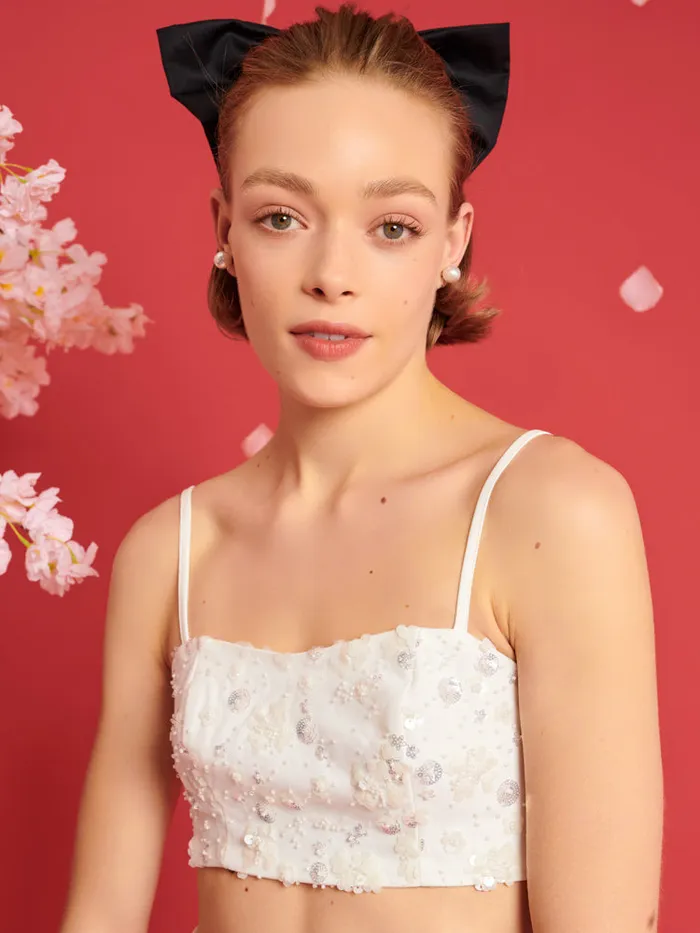 Women Sister Jane Tops DREAM Carolina Embellished Bralette Pearled Ivory