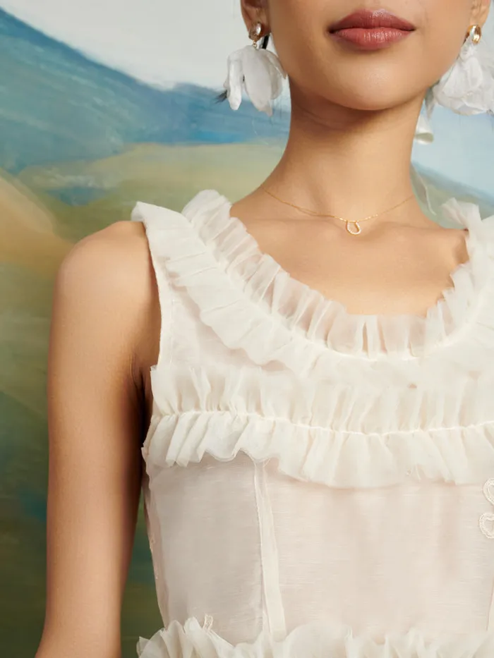 Women Sister Jane Tops DREAM Jolene Tulle Ruffle Top Vintage Cream