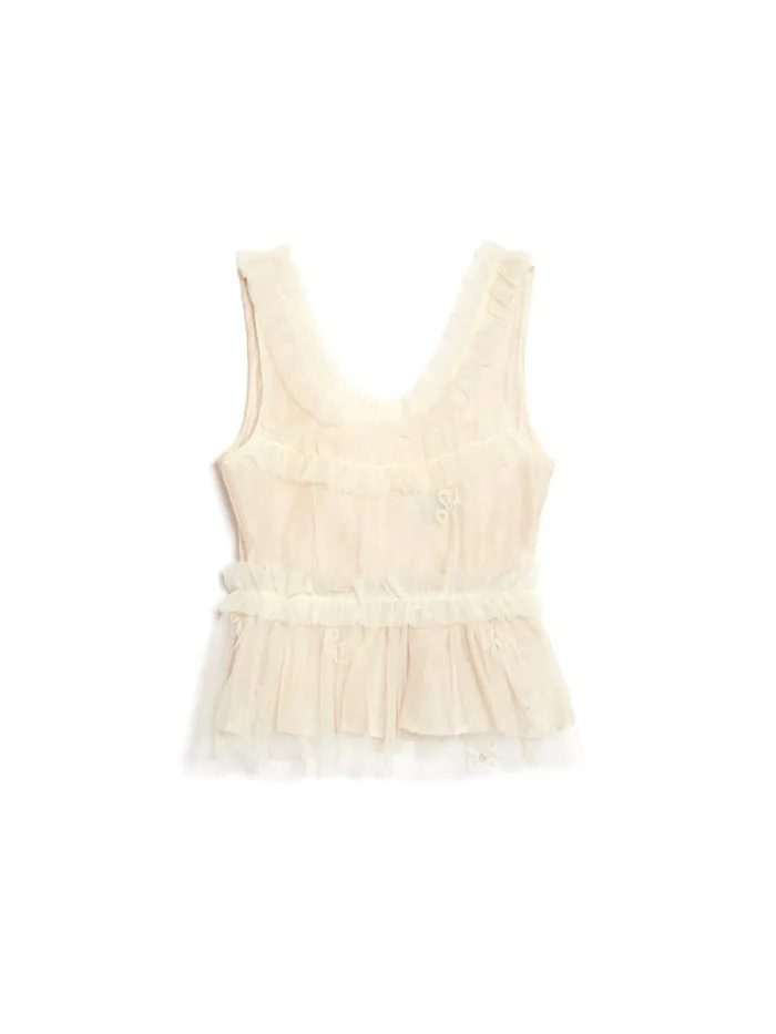 Women Sister Jane Tops DREAM Jolene Tulle Ruffle Top Vintage Cream