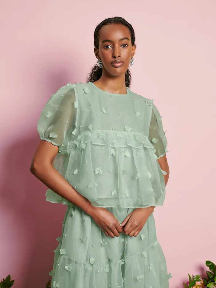 Women Sister Jane Tops DREAM Prairie Organza Top Sage Green