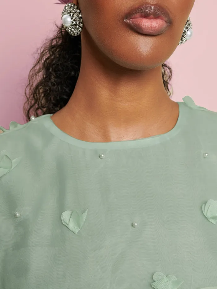 Women Sister Jane Tops DREAM Prairie Organza Top Sage Green