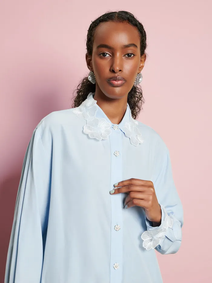 Women Sister Jane Tops DREAM Wildflower Embellished Shirt Pale Blue