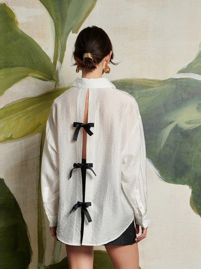 Women Sister Jane Tops Ghospell Eliza Tie Shirt White Cream