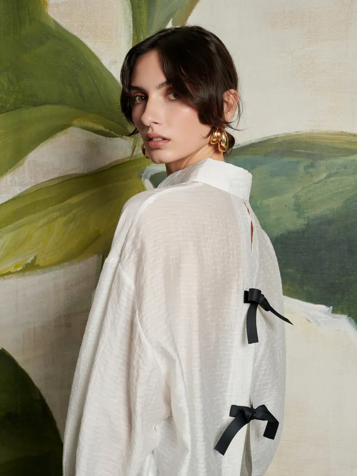 Women Sister Jane Tops Ghospell Eliza Tie Shirt White Cream