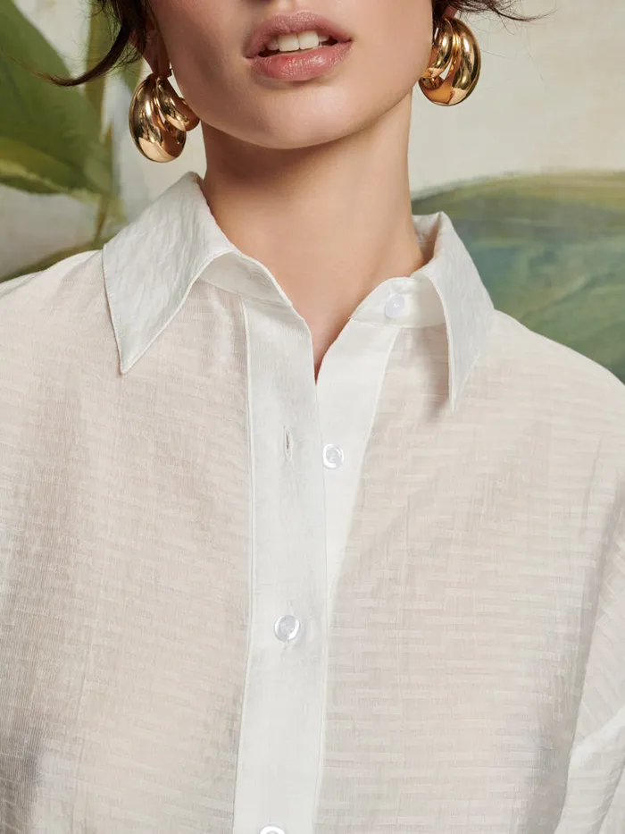 Women Sister Jane Tops Ghospell Eliza Tie Shirt White Cream