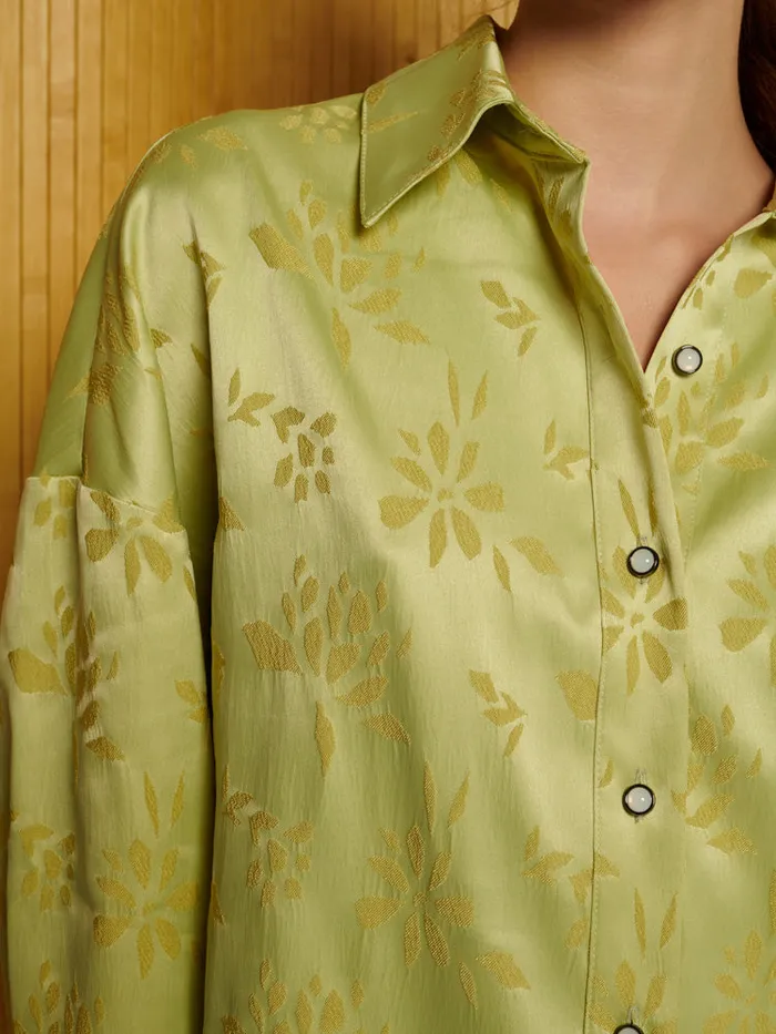 Women Sister Jane Tops Ghospell Kennedy Split Back Shirt Lime Green