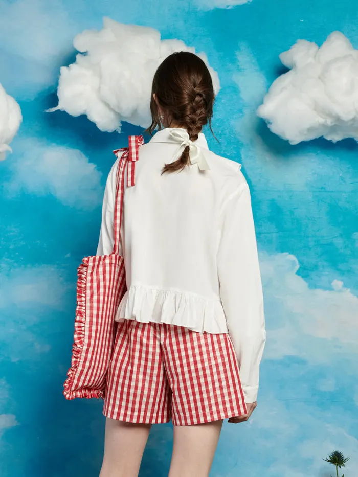Women Sister Jane Tops Lucky Ruffle Blouse Pearled Ivory