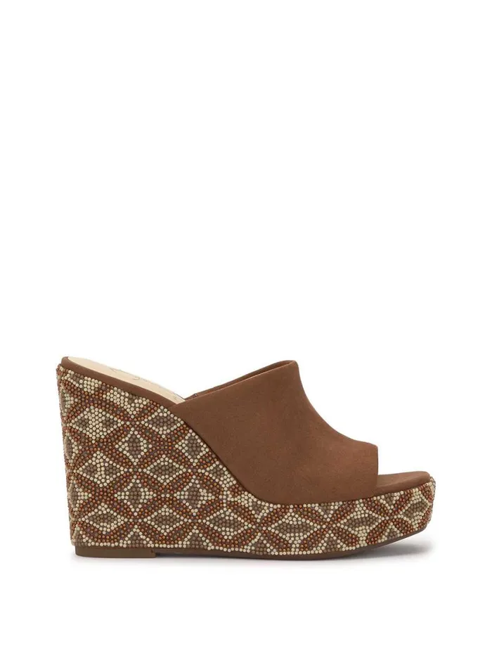 Women Slides and Mules Jessica Simpson Shantell Platform Wedge Slide In Tobacco