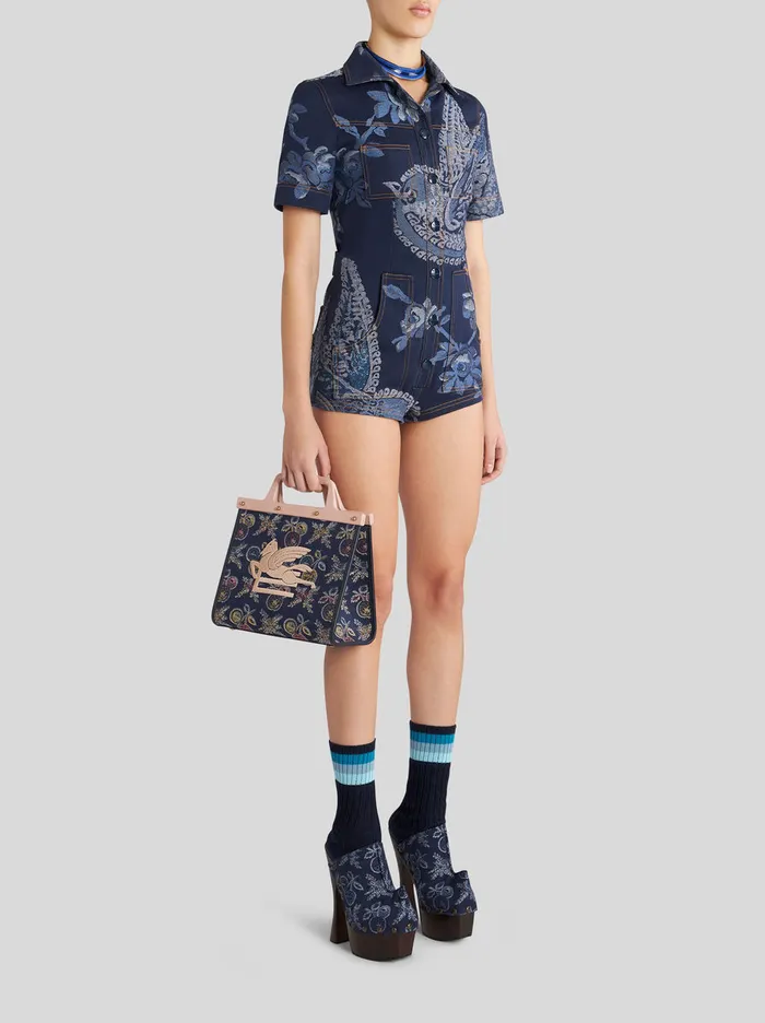 Women Small Jacquard Love Trotter Bag With MultiColoured Apples Etro Shopping Bags