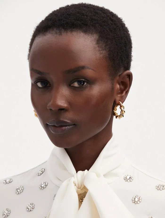 Women Small Rope Hoop Earrings Gold Oscar De La Renta Earrings Women Small Rope Hoop Earrings Gold Oscar De La Renta Earrings