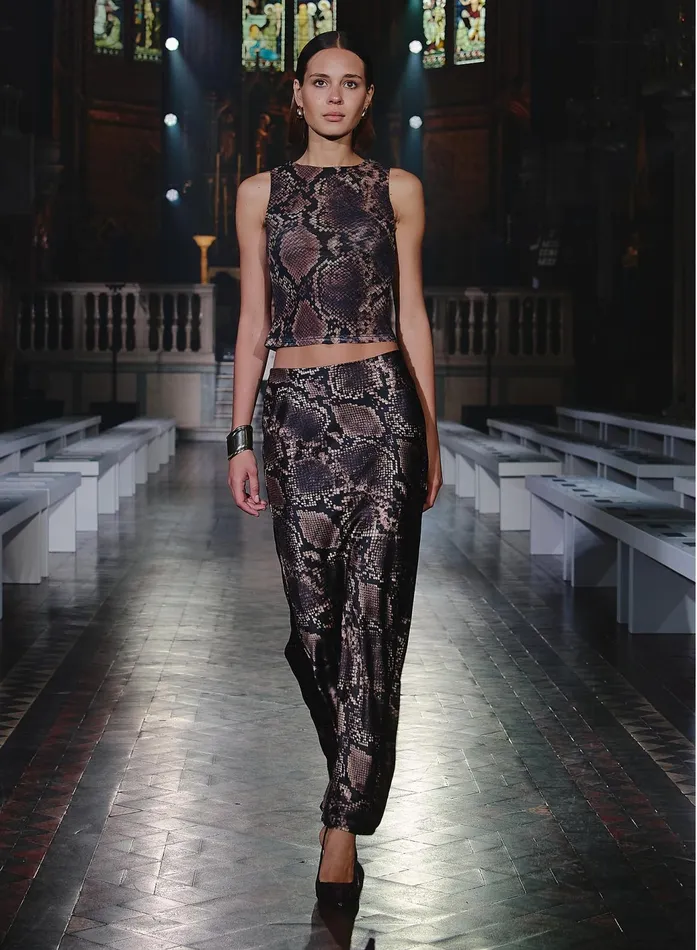 Women Snakeskin Sleeveless Mesh Top Trinnie 4th and Reckless Tops