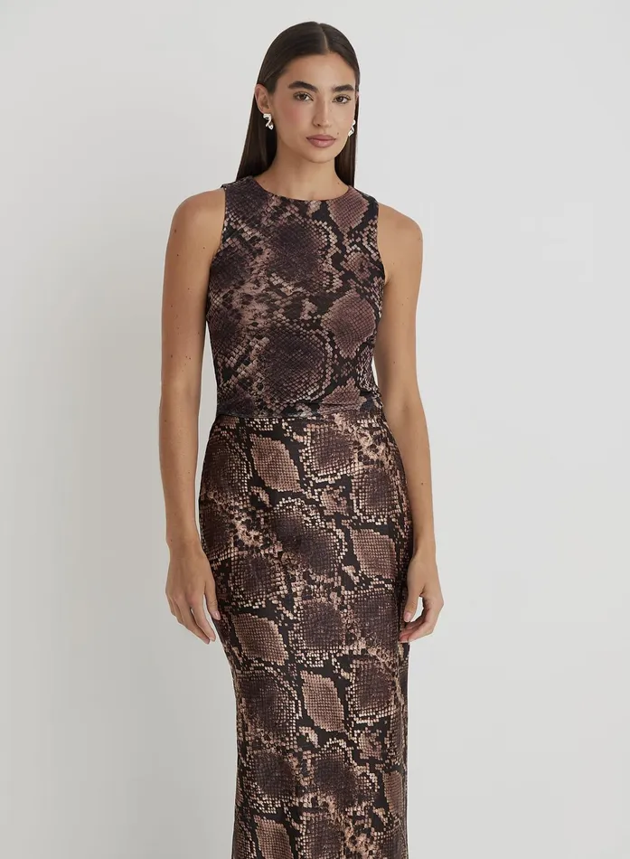 Women Snakeskin Sleeveless Mesh Top Trinnie 4th and Reckless Tops