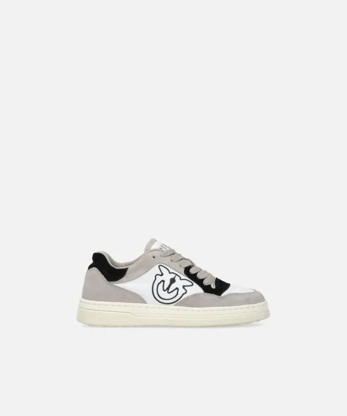 Women Sneakers Pinko Flat Leather Sneakers With Contrasting Logo Sandblackgrey Women Sneakers Pinko Flat Leather Sneakers With Contrasting Logo Sandblackgrey