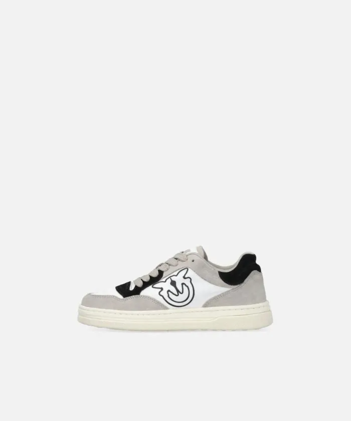 Women Sneakers Pinko Flat Leather Sneakers With Contrasting Logo Sandblackgrey Women Sneakers Pinko Flat Leather Sneakers With Contrasting Logo Sandblackgrey