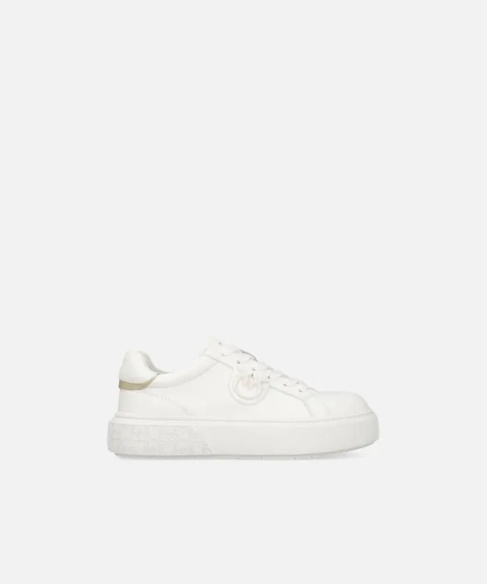 Women Sneakers Pinko Leather Sneakers With Platform Sole Milk White