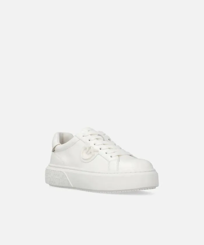 Women Sneakers Pinko Leather Sneakers With Platform Sole Milk White Women Sneakers Pinko Leather Sneakers With Platform Sole Milk White