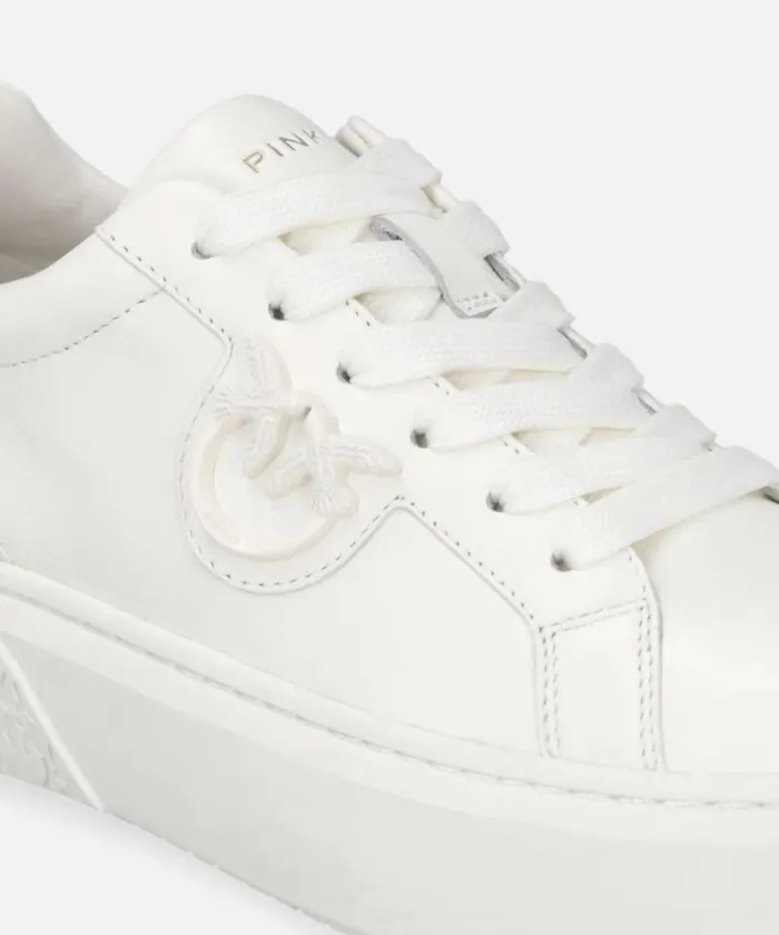 Women Sneakers Pinko Leather Sneakers With Platform Sole Milk White Women Sneakers Pinko Leather Sneakers With Platform Sole Milk White