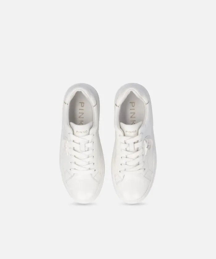Women Sneakers Pinko Leather Sneakers With Platform Sole Milk White Women Sneakers Pinko Leather Sneakers With Platform Sole Milk White