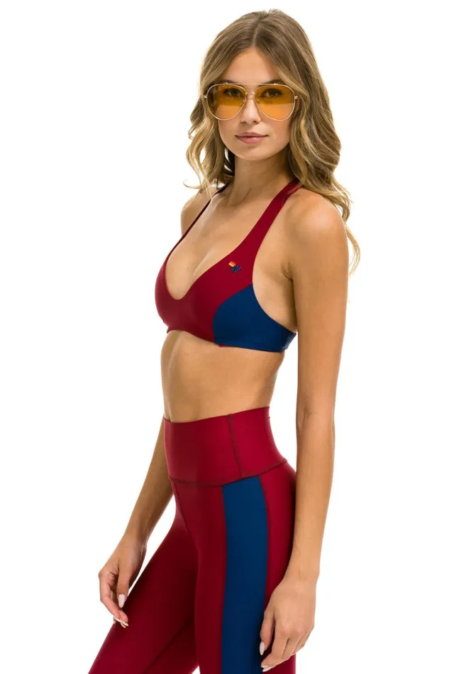 Women Sports Bras Aviator Nation Color Block Bralette Sports Bra 8211 Blaze