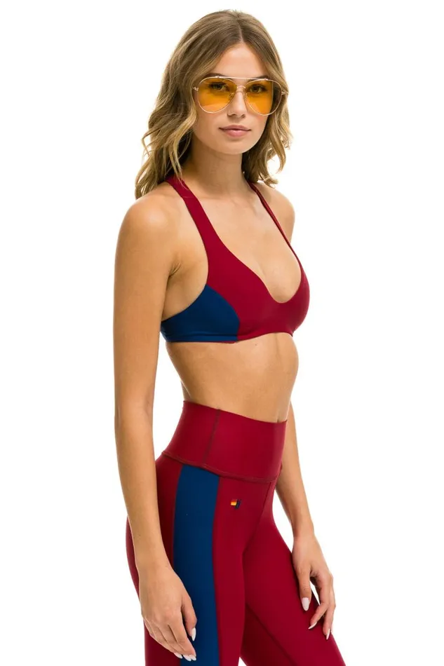 Women Sports Bras Aviator Nation Color Block Bralette Sports Bra 8211 Blaze