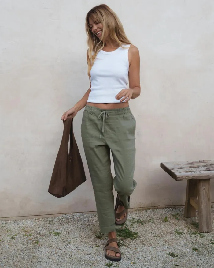 Women Sportscraft Pants Rosa Linen Pant Khaki