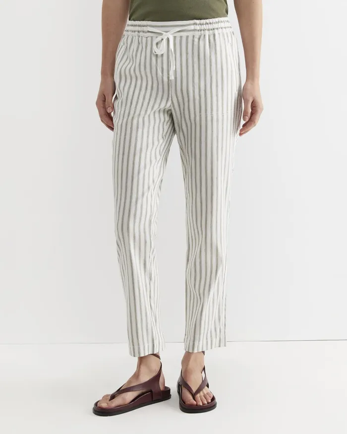 Women Sportscraft Pants Rosa Stripe Linen Pant Whitekhaki