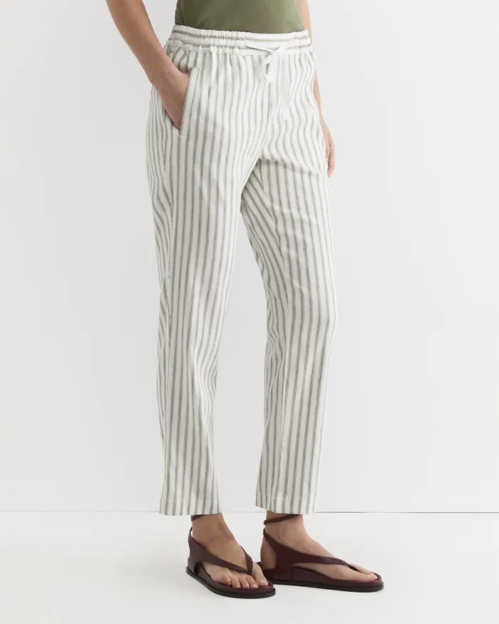 Women Sportscraft Pants Rosa Stripe Linen Pant Whitekhaki