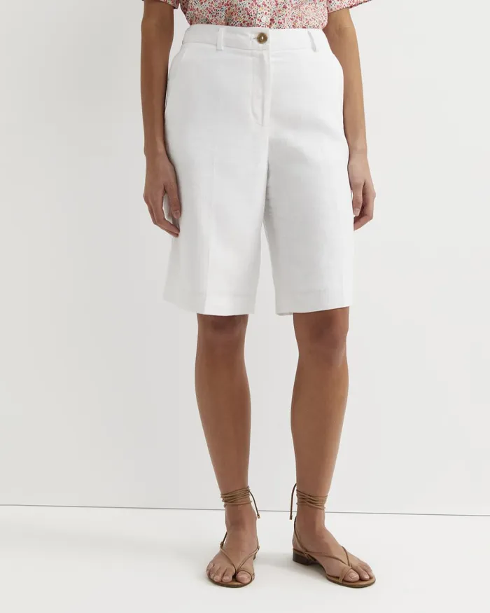 Women Sportscraft Shorts Freya Bermuda Linen Short White