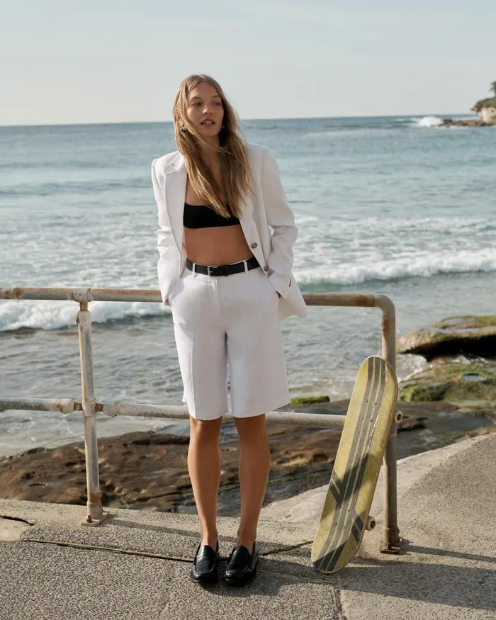 Women Sportscraft Shorts Freya Bermuda Linen Short White