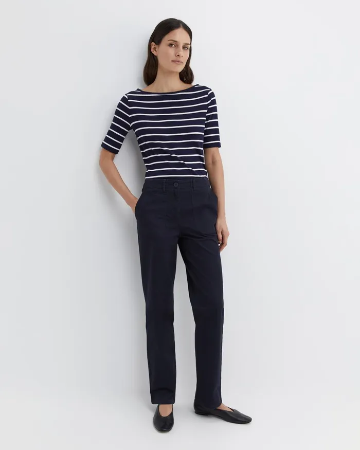 Women Sportscraft Tops and Tees Heidi Boat Neck Half Sleeve Tee Navywhite