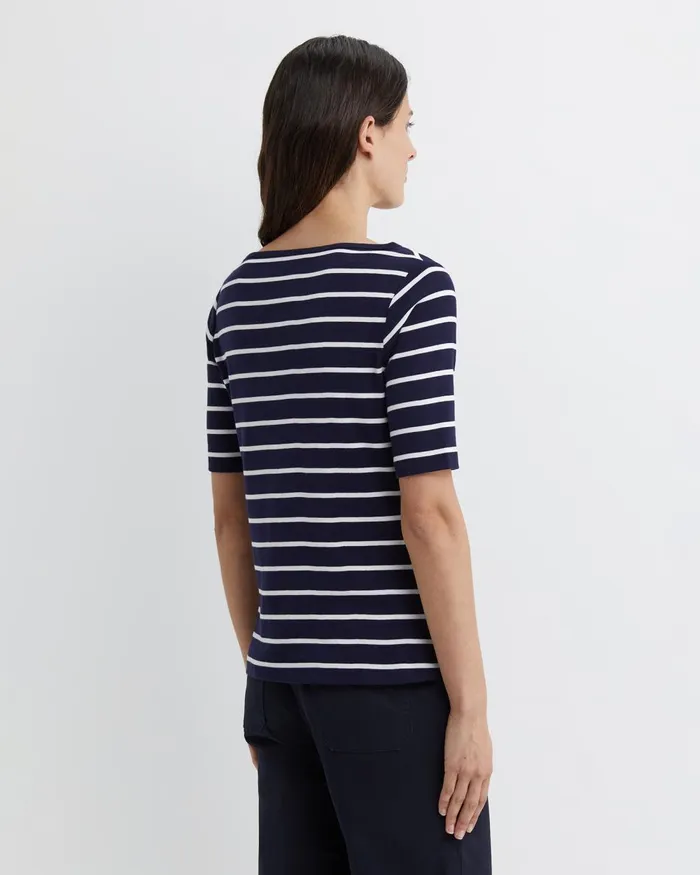 Women Sportscraft Tops and Tees Heidi Boat Neck Half Sleeve Tee Navywhite