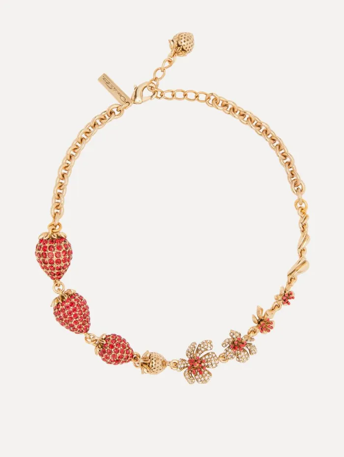 Women Strawberry and Flower Necklace Red Oscar De La Renta Necklaces