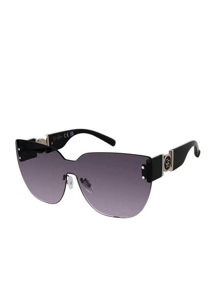Women Sunglasses Jessica Simpson Rimless Cat Eye Shield Sunglasses In Black