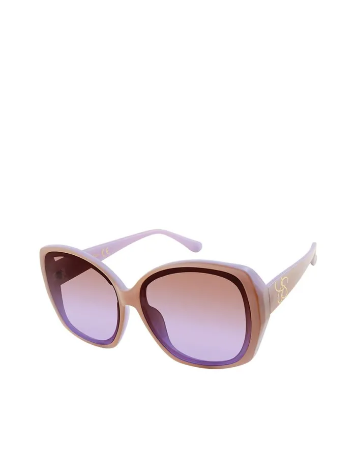 Women Sunglasses Jessica Simpson Two Tone Geometric In Nude and Lilac