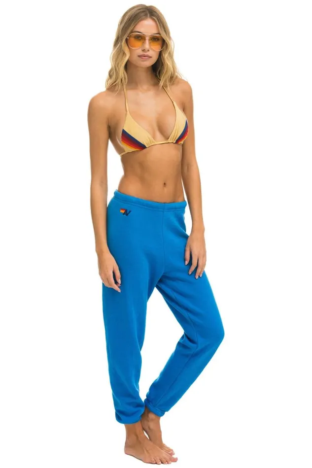 Women Sweatpants Aviator Nation 5 Stripe Sweatpants 8211 Ocean Blue