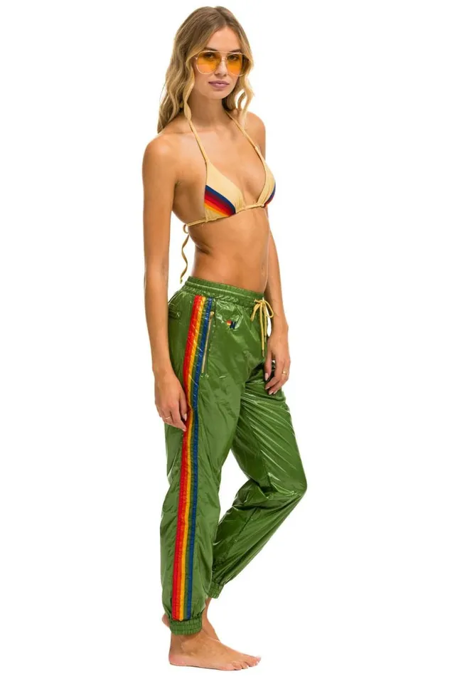 Women Sweatpants Aviator Nation 5 Stripe Wind Pant 8211 Garden Green