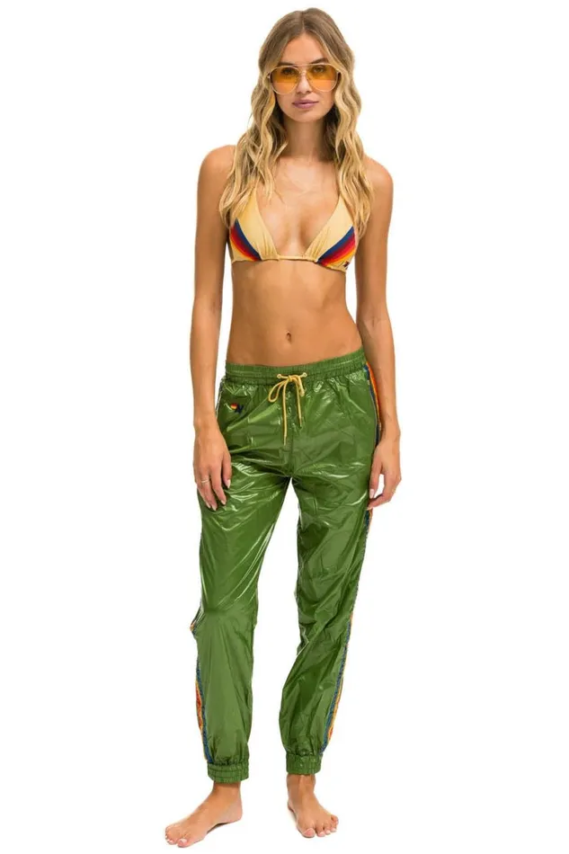 Women Sweatpants Aviator Nation 5 Stripe Wind Pant 8211 Garden Green