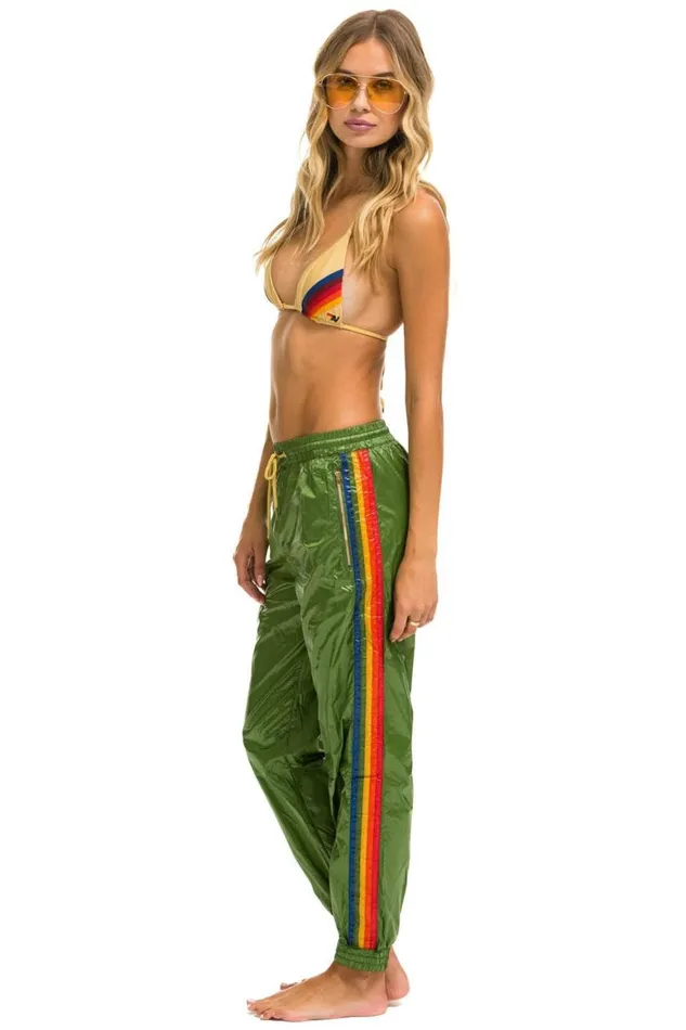Women Sweatpants Aviator Nation 5 Stripe Wind Pant 8211 Garden Green