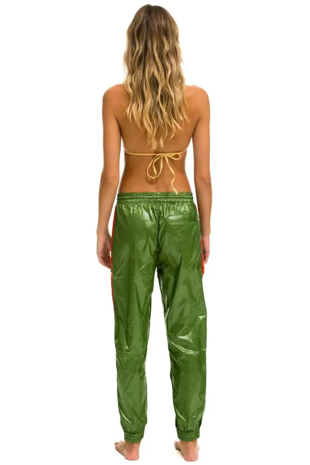 Women Sweatpants Aviator Nation 5 Stripe Wind Pant 8211 Garden Green
