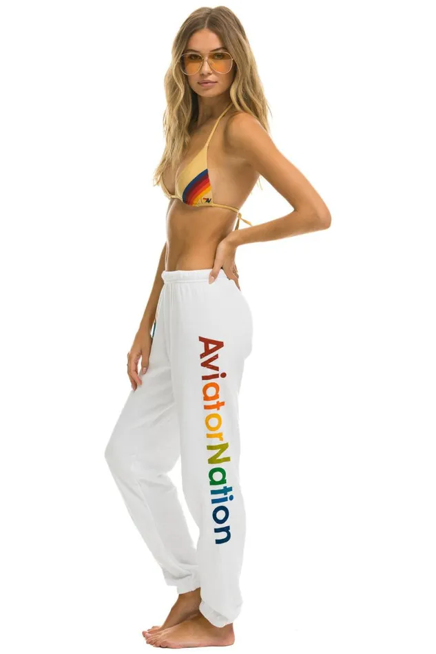 Women Sweatpants Aviator Nation Aspen Sweatpants 8211 White